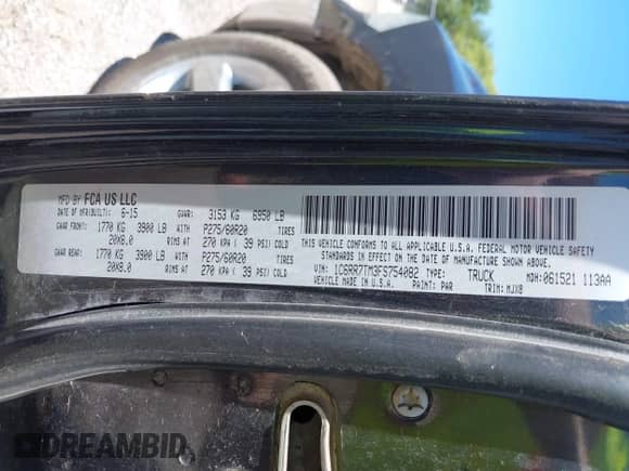 2015 Ram 1500 Big Horn with VIN 1C6RR7TM3FS754082, listed as a IAAI auction lot 42654824 with 270,599 mi miles and . Bid and sale history available at DreamBid. Image 9.