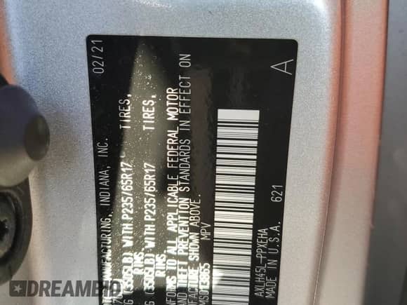 2021 Toyota Sienna LE with VIN 5TDKSKFC9MS013865, listed as a Copart auction lot 65688565 with 211,791 mi miles and Salvage title. Bid and sale history available at DreamBid. Image 13.