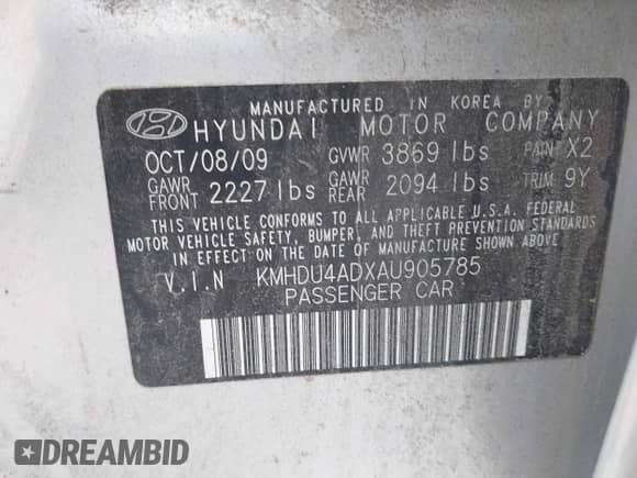 2010 Hyundai Elantra GLS с VIN KMHDU4ADXAU905785, выставлен на аукционе IAAI как лот 42877261 с пробегом 170 397 миль миль и . История ставок и продаж доступна на DreamBid. Изображение 9.