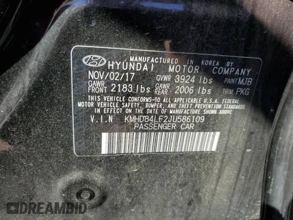 2018 Hyundai Elantra SEL с VIN KMHD84LF2JU586109, выставлен на аукционе Copart как лот 81219105 с пробегом 157 981 миль миль и Списание • Salvage title. История ставок и продаж доступна на DreamBid. Изображение 12.