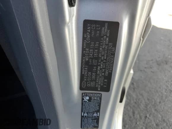 2005 Hyundai Accent GLS с VIN KMHCG35C05U331928, выставлен на аукционе Copart как лот 74672614 с пробегом 41 542 миль миль и Списание • Salvage title. История ставок и продаж доступна на DreamBid. Изображение 14.