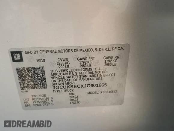 2018 Chevrolet Silverado 1500 LTZ с VIN 3GCUKSECXJG601665, выставлен на аукционе Copart как лот 70763825 с пробегом 41 751 миль миль и Списание • Salvage title. История ставок и продаж доступна на DreamBid. Изображение 12.