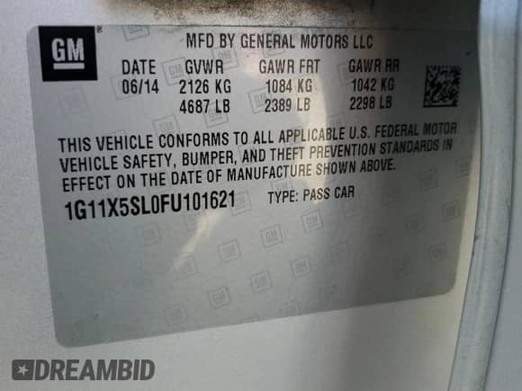2015 Chevrolet Impala LS with VIN 1G11X5SL0FU101621, listed as a Copart auction lot 80450805 with 130,958 mi miles and Salvage title. Bid and sale history available at DreamBid. Image 12.