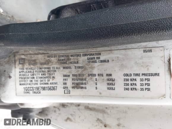 2009 Chevrolet Colorado Work Truck with VIN 1GCCS19E798156367, listed as a IAAI auction lot 41913508 with 155,354 mi miles and . Bid and sale history available at DreamBid. Image 9.