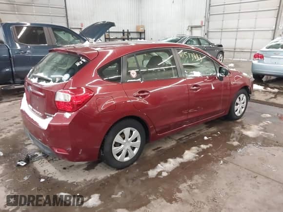 2015 Subaru Impreza 2.0i with VIN JF1GPAA61F9234631, listed as a IAAI auction lot 41513883 with 133,937 mi miles and . Bid and sale history available at DreamBid. Image 4.