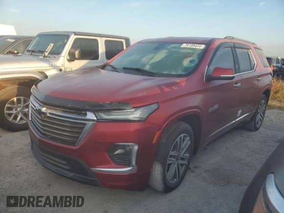 2023 Chevrolet Traverse High Country с VIN 1GNERNKW4PJ168262, выставлен на аукционе Copart как лот 76195424 с пробегом Не указан миль и Списание • Salvage title. История ставок и продаж доступна на DreamBid. Изображение 1.