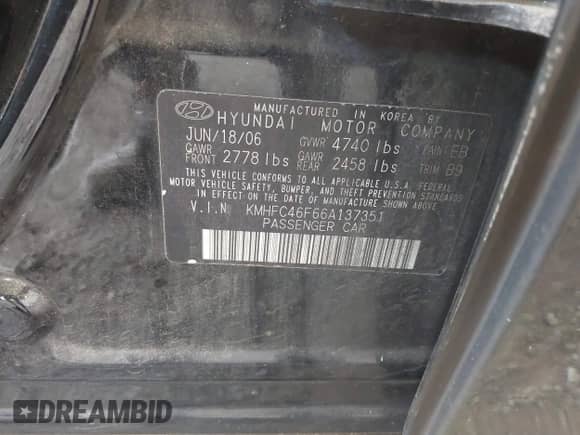 2006 Hyundai Azera SE с VIN KMHFC46F66A137351, выставлен на аукционе IAAI как лот 42734675 с пробегом 89 000 миль миль и . История ставок и продаж доступна на DreamBid. Изображение 9.