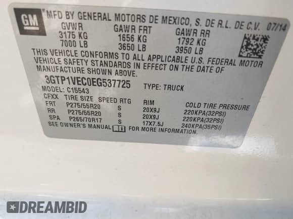 2014 GMC Sierra 1500 SLT с VIN 3GTP1VEC0EG537725, выставлен на аукционе IAAI как лот 40276442 с пробегом 117 386 миль миль и . История ставок и продаж доступна на DreamBid. Изображение 9.