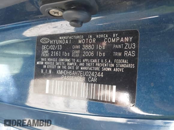 2014 Hyundai Elantra с VIN KMHDH6AH7EU024244, выставлен на аукционе IAAI как лот 42854028 с пробегом 97 560 миль миль и . История ставок и продаж доступна на DreamBid. Изображение 9.