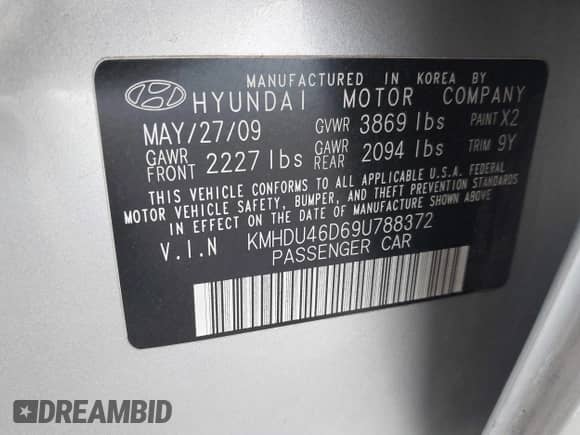 2009 Hyundai Elantra GLS с VIN KMHDU46D69U788372, выставлен на аукционе IAAI как лот 43314265 с пробегом 211 903 миль миль и . История ставок и продаж доступна на DreamBid. Изображение 9.