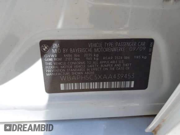 2010 BMW 3 Series 328i с VIN WBAPH5C5XAA439453, выставлен на аукционе IAAI как лот 42636515 с пробегом 98 702 миль миль и . История ставок и продаж доступна на DreamBid. Изображение 9.