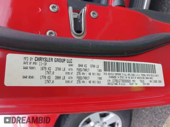 2011 Ram 1500 Big Horn z VIN 1D7RB1GT7BS569920, wystawiony jako IAAI lot #41755623 z przebiegiem 74 547 mil mil oraz . Historia ofert i sprzedaży dostępna na DreamBid. Obrazek 9.