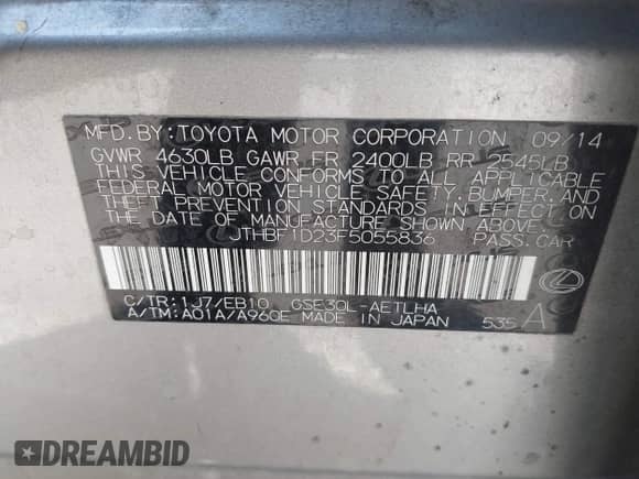 2015 Lexus IS 250 z VIN JTHBF1D23F5055836, wystawiony jako IAAI lot #43199430 z przebiegiem 101 154 mil mil oraz . Historia ofert i sprzedaży dostępna na DreamBid. Obrazek 9.