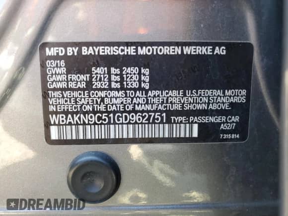 2016 BMW 5 Series 550i z VIN WBAKN9C51GD962751, wystawiony jako Copart lot #84439695 z przebiegiem 162 491 mil mil oraz Szkoda całkowita • Salvage title. Historia ofert i sprzedaży dostępna na DreamBid. Obrazek 12.