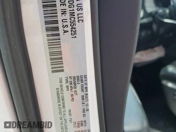 2021 Dodge Durango GT Plus with VIN 1C4RDHDG1MC554251, listed as a Copart auction lot 71089425 with Not provided miles and Non repairable. Bid and sale history available at DreamBid. Image 14.