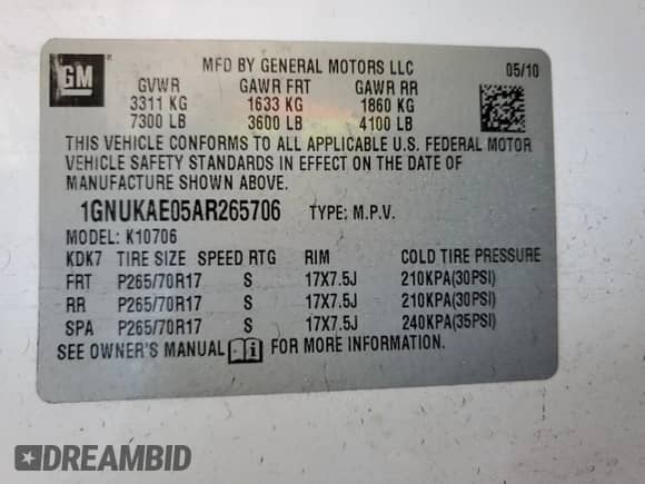 2010 Chevrolet Tahoe Commercial с VIN 1GNUKAE05AR265706, выставлен на аукционе Copart как лот 72582704 с пробегом 75 881 миль миль и Списание • Salvage title. История ставок и продаж доступна на DreamBid. Изображение 14.