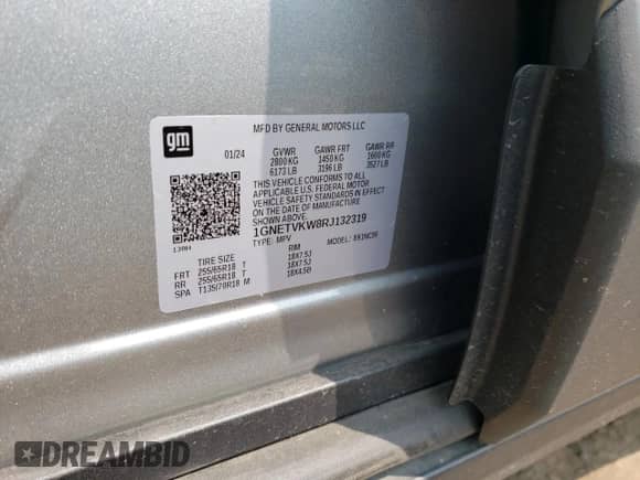 2024 Chevrolet Traverse LT Cloth с VIN 1GNETVKW8RJ132319, выставлен на аукционе Copart как лот 63073554 с пробегом Не указан миль и Списание • Salvage title. История ставок и продаж доступна на DreamBid. Изображение 15.