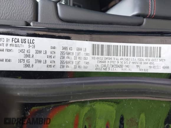 2019 Jeep Grand Cherokee Trailhawk z VIN 1C4RJFLT3KC554292, wystawiony jako IAAI lot #41953049 z przebiegiem 31 672 mil mil oraz . Historia ofert i sprzedaży dostępna na DreamBid. Obrazek 9.