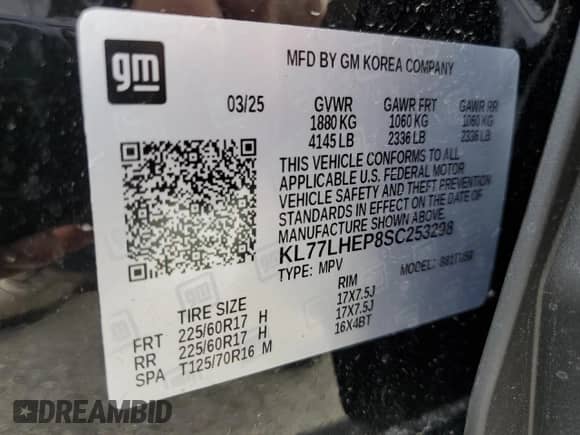 2025 Chevrolet Trax LT с VIN KL77LHEP8SC253298, выставлен на аукционе Copart как лот 87038955 с пробегом 10 221 миль миль и Чистый • Clean title. История ставок и продаж доступна на DreamBid. Изображение 13.