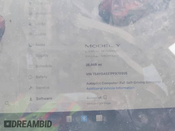 2023 Tesla Model Y Long Range с VIN 7SAYGAEE1PF970995, выставлен на аукционе IAAI как лот 43137426 с пробегом 28 668 миль миль и . История ставок и продаж доступна на DreamBid. Изображение 7.