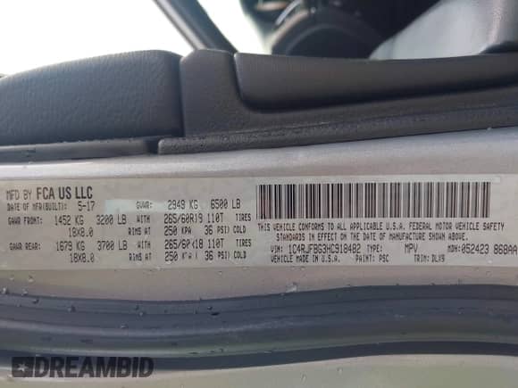 2017 Jeep Grand Cherokee Limited z VIN 1C4RJFBG3HC918482, wystawiony jako IAAI lot #43386848 z przebiegiem 140 937 mil mil oraz . Historia ofert i sprzedaży dostępna na DreamBid. Obrazek 9.