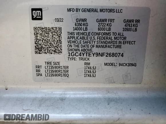 2022 Chevrolet Silverado 3500HD LT z VIN 1GC4YTEY9NF268074, wystawiony jako Copart lot #71039905 z przebiegiem 135 342 mil mil oraz Czysty tytuł • Clean title. Historia ofert i sprzedaży dostępna na DreamBid. Obrazek 12.