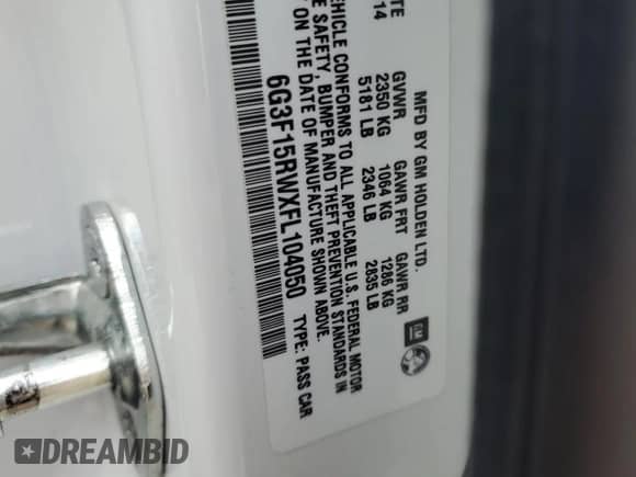 2015 Chevrolet SS with VIN 6G3F15RWXFL104050, listed as a Copart auction lot 85608524 with 67,304 mi miles and Clean title. Bid and sale history available at DreamBid. Image 12.