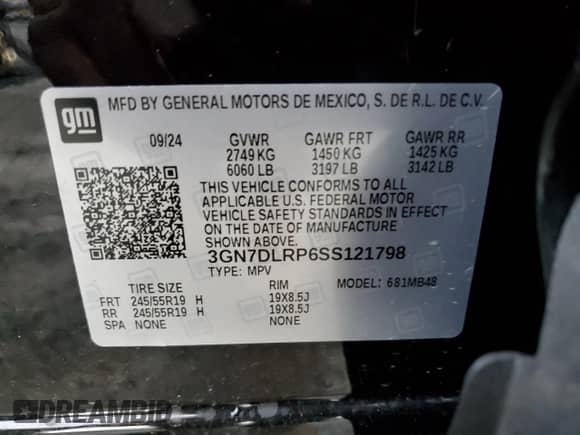 2025 Chevrolet Equinox EV LT с VIN 3GN7DLRP6SS121798, выставлен на аукционе Copart как лот 45547575 с пробегом 2 147 миль миль и Списание • Salvage title. История ставок и продаж доступна на DreamBid. Изображение 13.