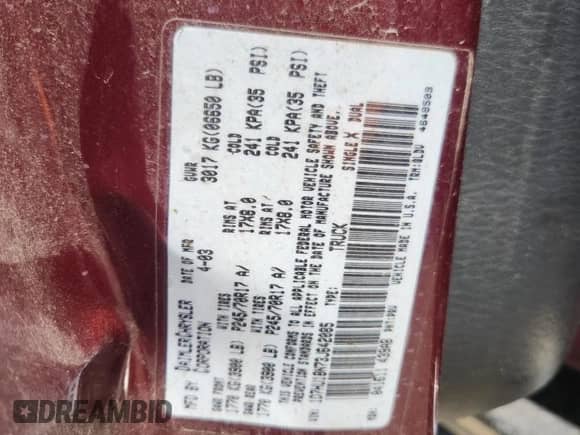 2003 Dodge 1500 ST z VIN 1D7HU18N73J642085, wystawiony jako Copart lot #63750395 z przebiegiem 278 158 mil mil oraz Czysty tytuł • Clean title. Historia ofert i sprzedaży dostępna na DreamBid. Obrazek 12.