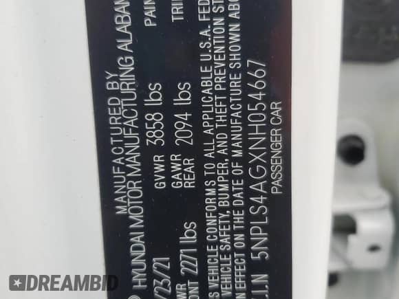 2022 Hyundai Elantra SEL с VIN 5NPLS4AGXNH054667, выставлен на аукционе Copart как лот 80364335 с пробегом 6 118 миль миль и Списание • Salvage title. История ставок и продаж доступна на DreamBid. Изображение 12.