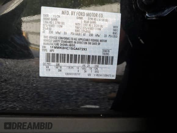 2025 Ford Explorer Platinum с VIN 1FMWK8HC1SGA67293, выставлен на аукционе Copart как лот 86326425 с пробегом 9 743 миль миль и Списание • Salvage title. История ставок и продаж доступна на DreamBid. Изображение 14.