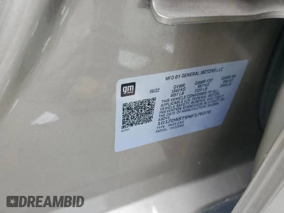 2022 Chevrolet Malibu LT with VIN 1G1ZD5ST9NF179376, listed as a Copart auction lot 83977085 with 84,224 mi miles and Clean title. Bid and sale history available at DreamBid. Image 12.