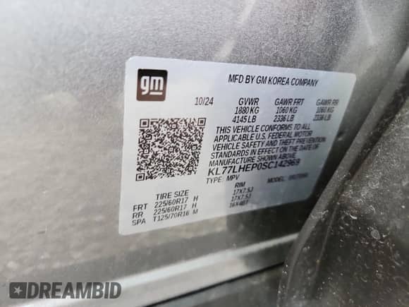 2025 Chevrolet Trax LT with VIN KL77LHEP0SC142969, listed as a Copart auction lot 87025325 with 18,757 mi miles and Clean title. Bid and sale history available at DreamBid. Image 14.