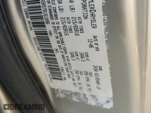 2007 Dodge Caravan SXT с VIN 1D4GP45R57B161096, выставлен на аукционе Copart как лот 70844184 с пробегом 210 054 миль миль и Списание • Salvage title. История ставок и продаж доступна на DreamBid. Изображение 15.