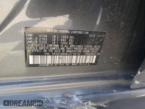 2018 Subaru Impreza Premium с VIN 4S3GTAB68J3718134, выставлен на аукционе Copart как лот 71540675 с пробегом 95 473 миль миль и Списание • Salvage title. История ставок и продаж доступна на DreamBid. Изображение 12.