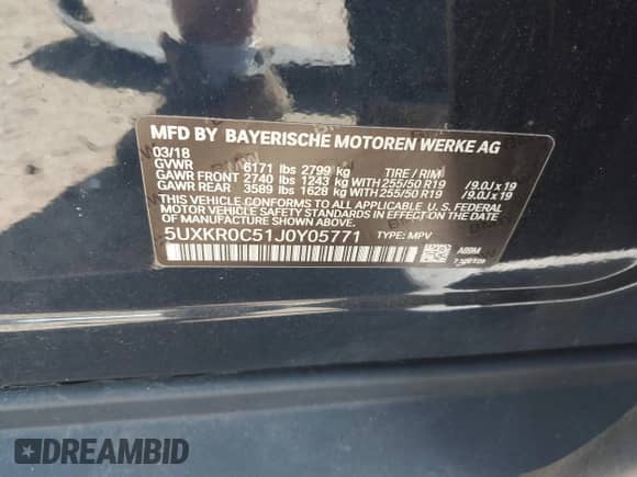 2018 BMW X5 xDrive35i z VIN 5UXKR0C51J0Y05771, wystawiony jako IAAI lot #43147080 z przebiegiem 65 566 mil mil oraz . Historia ofert i sprzedaży dostępna na DreamBid. Obrazek 9.