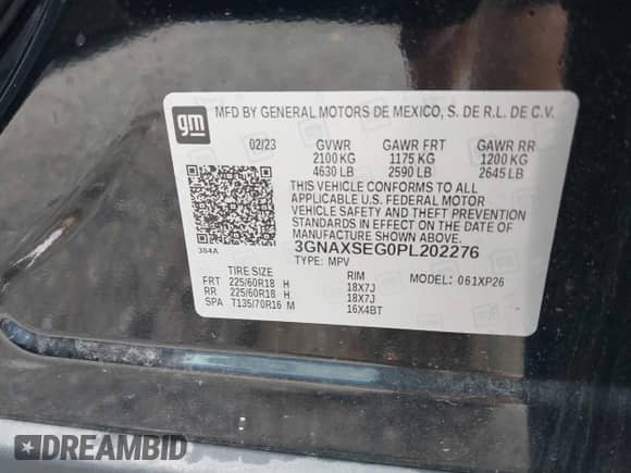 2023 Chevrolet Equinox LS с VIN 3GNAXSEG0PL202276, выставлен на аукционе IAAI как лот 40040996 с пробегом 15 866 миль миль и . История ставок и продаж доступна на DreamBid. Изображение 9.