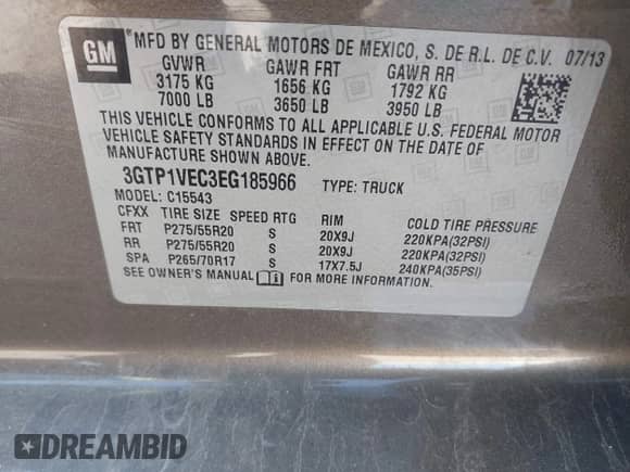 2014 GMC Sierra 1500 SLT с VIN 3GTP1VEC3EG185966, выставлен на аукционе IAAI как лот 42821786 с пробегом 201 527 миль миль и . История ставок и продаж доступна на DreamBid. Изображение 9.
