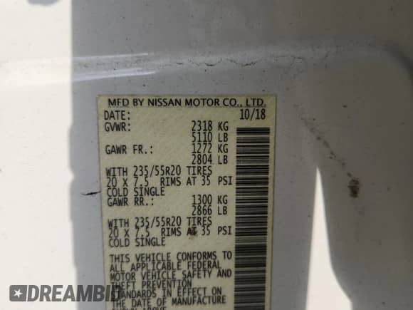 2018 Nissan Murano Platinum z VIN 5N1AZ2MG2JN198366, wystawiony jako Copart lot #84257165 z przebiegiem 76 519 mil mil oraz Szkoda całkowita • Salvage title. Historia ofert i sprzedaży dostępna na DreamBid. Obrazek 12.