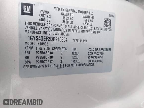 2013 Cadillac Escalade ESV с VIN 1GYS4GEF2DR216804, выставлен на аукционе IAAI как лот 42459084 с пробегом 159 073 миль миль и . История ставок и продаж доступна на DreamBid. Изображение 9.