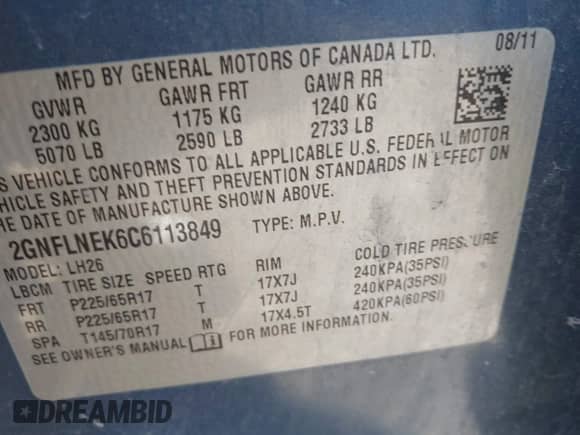 2012 Chevrolet Equinox 2LT z VIN 2GNFLNEK6C6113849, wystawiony jako IAAI lot #43491864 z przebiegiem 153 112 mil mil oraz . Historia ofert i sprzedaży dostępna na DreamBid. Obrazek 9.