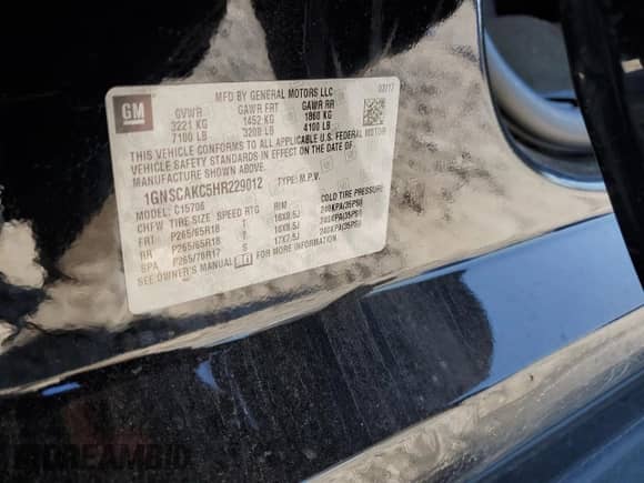 2017 Chevrolet Tahoe LS с VIN 1GNSCAKC5HR229012, выставлен на аукционе Copart как лот 71495175 с пробегом 151 837 миль миль и Списание • Salvage title. История ставок и продаж доступна на DreamBid. Изображение 12.