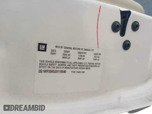 2002 Chevrolet Impala z VIN 2G1WF55K529118546, wystawiony jako IAAI lot #42512116 z przebiegiem 48 596 mil mil oraz . Historia ofert i sprzedaży dostępna na DreamBid. Obrazek 9.