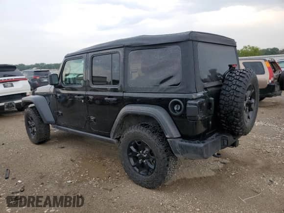 2021 Jeep Wrangler Unlimited Willys Sport with VIN 1C4HJXDG6MW828010, listed as a Copart auction lot 67538545 with 44,259 mi miles and Salvage title. Bid and sale history available at DreamBid. Image 2.