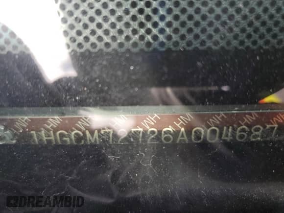 2006 Honda Accord EX with VIN 1HGCM72726A004687, listed as a Copart auction lot 82143115 with 253,519 mi miles and Salvage title. Bid and sale history available at DreamBid. Image 13.