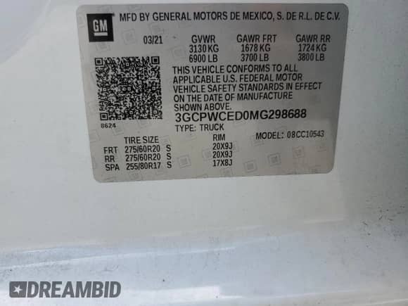 2021 Chevrolet Silverado 1500 LT with VIN 3GCPWCED0MG298688, listed as a Copart auction lot 67903135 with 94,935 mi miles and Non repairable. Bid and sale history available at DreamBid. Image 12.