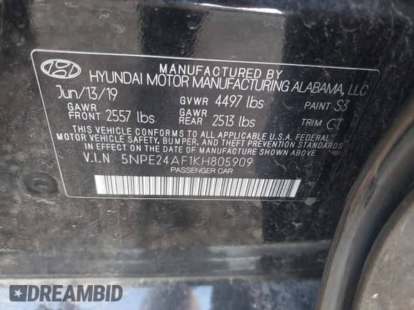 2019 Hyundai Sonata SE с VIN 5NPE24AF1KH805909, выставлен на аукционе IAAI как лот 43103753 с пробегом 74 155 миль миль и . История ставок и продаж доступна на DreamBid. Изображение 9.