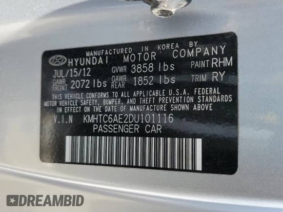 2013 Hyundai Veloster Turbo с VIN KMHTC6AE2DU101116, выставлен на аукционе Copart как лот 81190935 с пробегом 56 459 миль миль и Списание • Salvage title. История ставок и продаж доступна на DreamBid. Изображение 13.