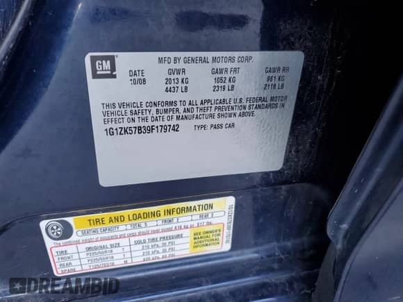 2009 Chevrolet Malibu LTZ with VIN 1G1ZK57B39F179742, listed as a Copart auction lot 89916475 with 178,202 mi miles and Salvage title. Bid and sale history available at DreamBid. Image 12.