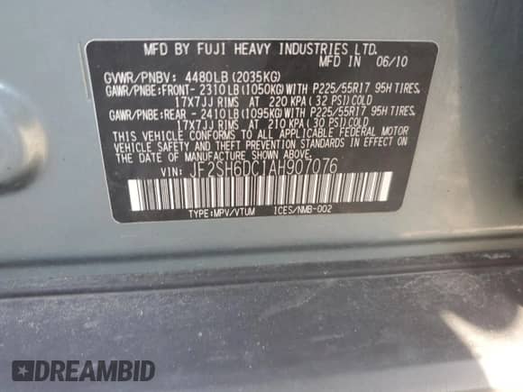 2010 Subaru Forester X Limited z VIN JF2SH6DC1AH907076, wystawiony jako Copart lot #80786655 z przebiegiem 194 693 mil mil oraz Czysty tytuł • Clean title. Historia ofert i sprzedaży dostępna na DreamBid. Obrazek 13.